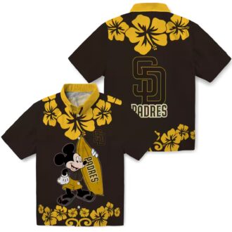 San Diego Padres Aloha Surfing Mickey Shirt - Brown Hawaiian Shirt for Summer Fun