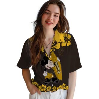 San Diego Padres Aloha Surfing Mickey Shirt - Brown Hawaiian Shirt for Summer Fun