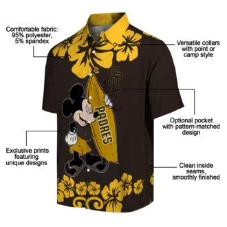 San Diego Padres Aloha Surfing Mickey Shirt - Brown Hawaiian Shirt for Summer Fun