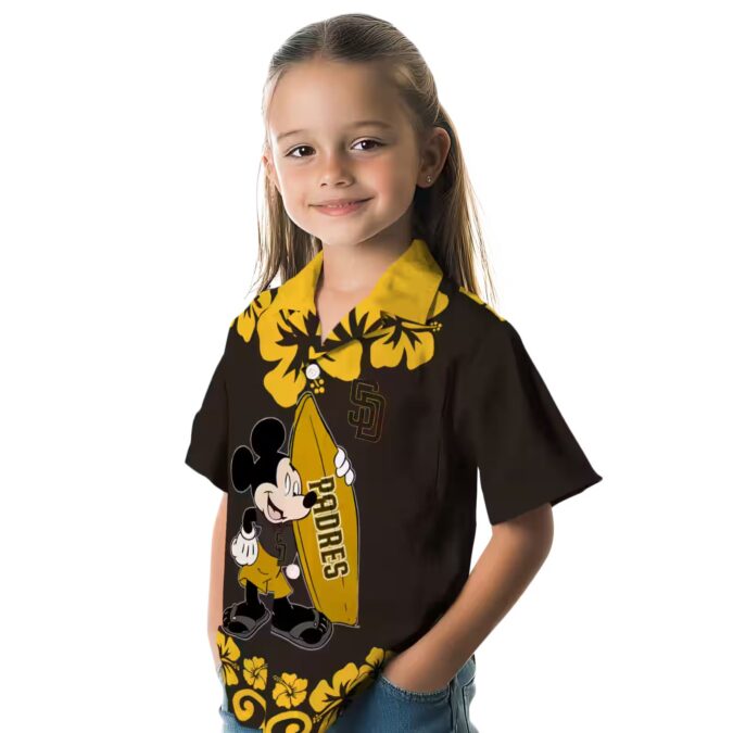 San Diego Padres Aloha Surfing Mickey Shirt - Brown Hawaiian Shirt for Summer Fun