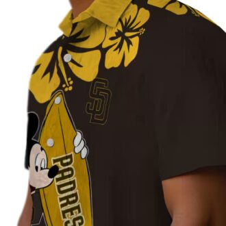 San Diego Padres Aloha Surfing Mickey Shirt - Brown Hawaiian Shirt for Summer Fun