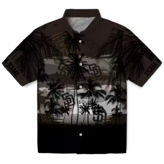 San Diego Padres Brown Black Hawaiian Shirt - Tropical Sunset Print Gift for Baseball Fans