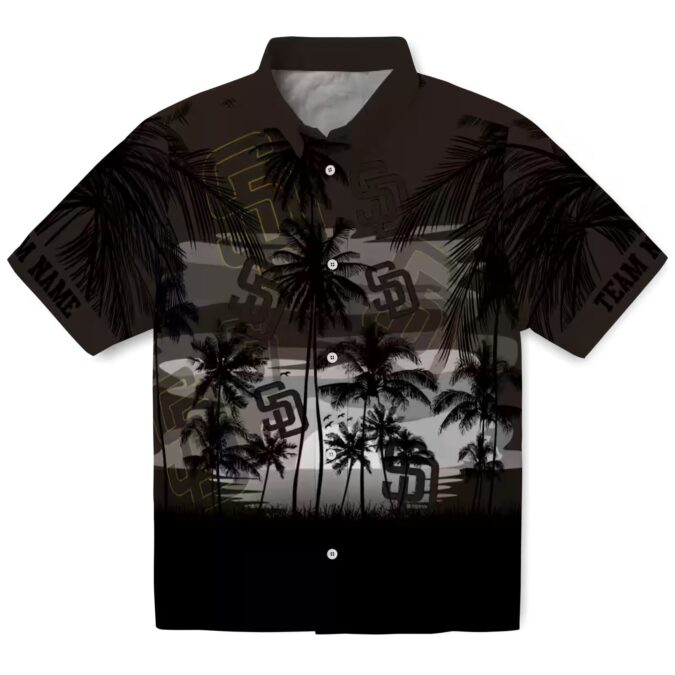 San Diego Padres Brown Black Hawaiian Shirt - Tropical Sunset Print Gift for Baseball Fans