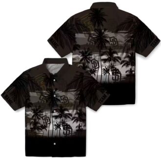 San Diego Padres Brown Black Hawaiian Shirt - Tropical Sunset Print Gift for Baseball Fans