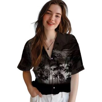 San Diego Padres Brown Black Hawaiian Shirt - Tropical Sunset Print Gift for Baseball Fans