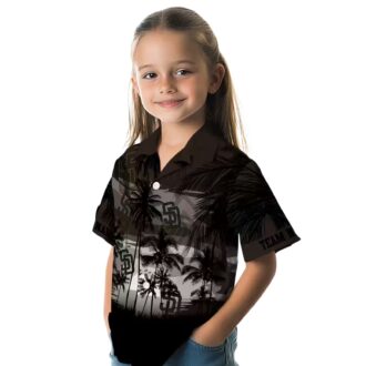 San Diego Padres Brown Black Hawaiian Shirt - Tropical Sunset Print Gift for Baseball Fans