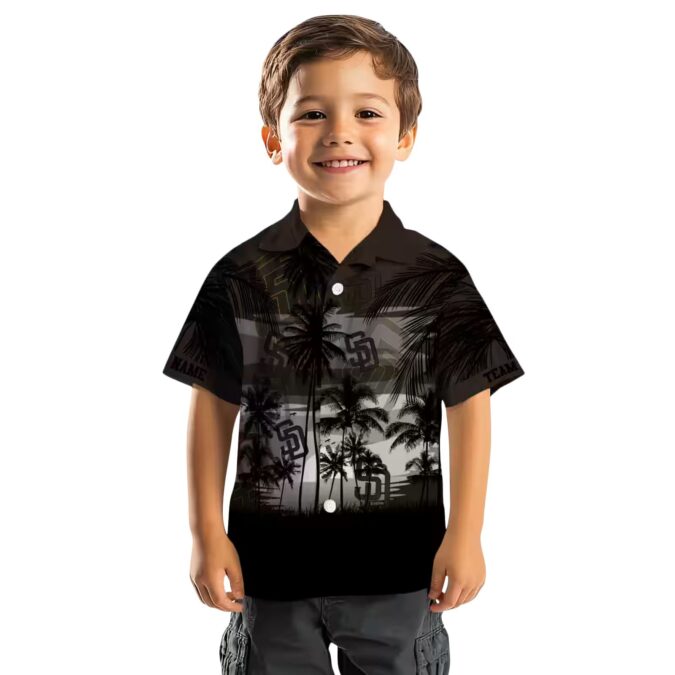 San Diego Padres Brown Black Hawaiian Shirt - Tropical Sunset Print Gift for Baseball Fans