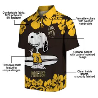 San Diego Padres Brown White Hawaiian Shirt - Snoopy Surf Design for Padres Fans