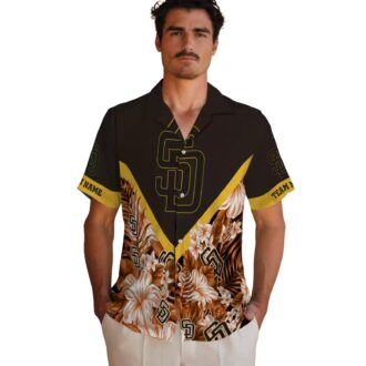 San Diego Padres Fan Hawaiian Shirt - Brown Chevron Summer Beach Wear