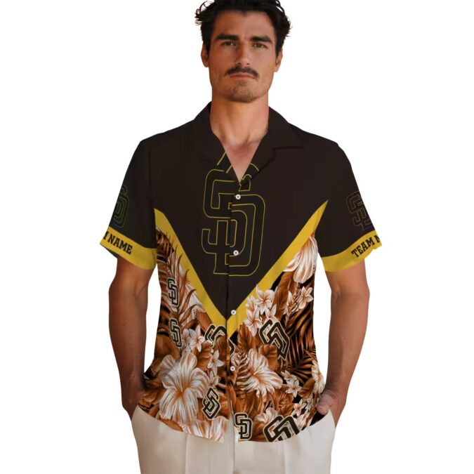 San Diego Padres Fan Hawaiian Shirt - Brown Chevron Summer Beach Wear