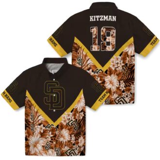 San Diego Padres Fan Hawaiian Shirt - Brown Chevron Summer Beach Wear