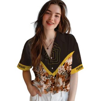 San Diego Padres Fan Hawaiian Shirt - Brown Chevron Summer Beach Wear