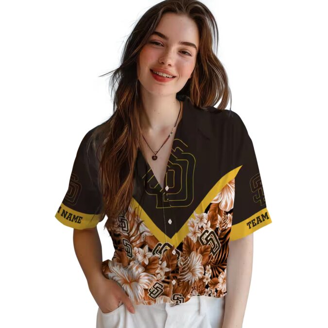 San Diego Padres Fan Hawaiian Shirt - Brown Chevron Summer Beach Wear