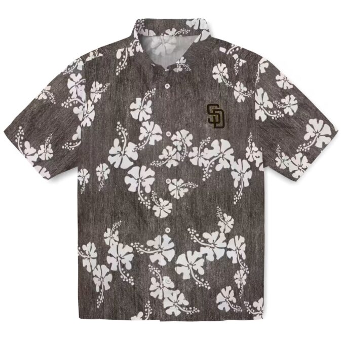 San Diego Padres Floral Hibiscus Hawaiian Shirt - Brown MLB Shirt for Beach & Vacation