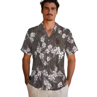 San Diego Padres Floral Hibiscus Hawaiian Shirt - Brown MLB Shirt for Beach & Vacation