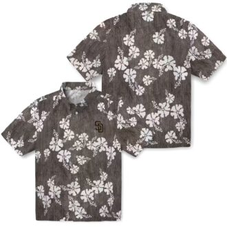 San Diego Padres Floral Hibiscus Hawaiian Shirt - Brown MLB Shirt for Beach & Vacation
