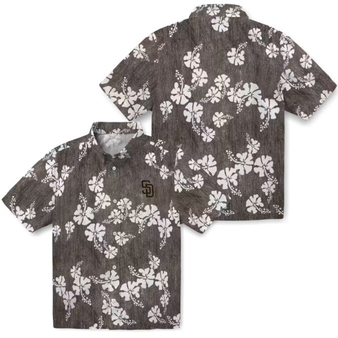 San Diego Padres Floral Hibiscus Hawaiian Shirt - Brown MLB Shirt for Beach & Vacation