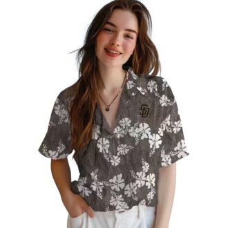 San Diego Padres Floral Hibiscus Hawaiian Shirt - Brown MLB Shirt for Beach & Vacation