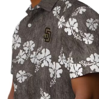 San Diego Padres Floral Hibiscus Hawaiian Shirt - Brown MLB Shirt for Beach & Vacation