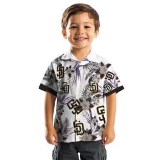 San Diego Padres Hawaiian Shirt - Patriotic Hibiscus Print in Brown & White for Padres Fans