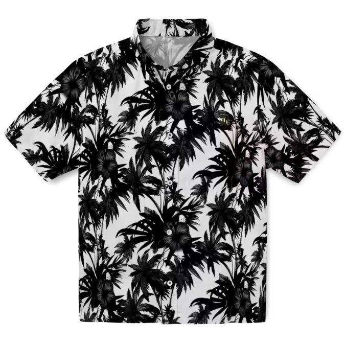 San Diego Padres Palm Motifs Black White Hawaiian Shirt - MLB Fan Summer Beach Apparel