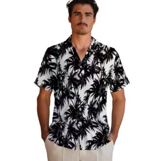 San Diego Padres Palm Motifs Black White Hawaiian Shirt - MLB Fan Summer Beach Apparel