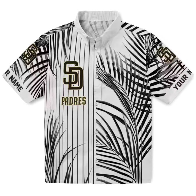 San Diego Padres Palm Stripes Brown Black White Hawaiian Shirt for MLB Fans