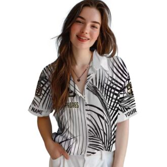 San Diego Padres Palm Stripes Brown Black White Hawaiian Shirt for MLB Fans