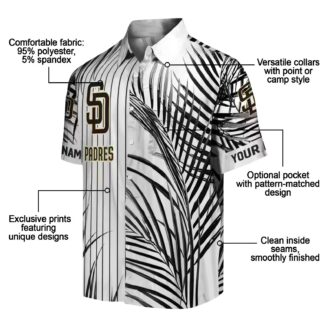 San Diego Padres Palm Stripes Brown Black White Hawaiian Shirt for MLB Fans
