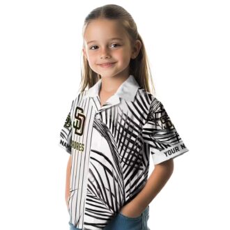 San Diego Padres Palm Stripes Brown Black White Hawaiian Shirt for MLB Fans