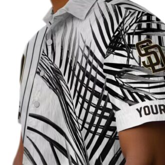 San Diego Padres Palm Stripes Brown Black White Hawaiian Shirt for MLB Fans