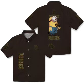 San Diego Padres Stuart Minion Brown Hawaiian Shirt - Perfect for Game Day & Summer Fun