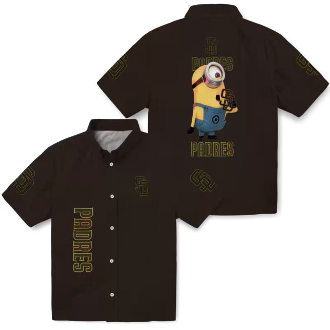 San Diego Padres Stuart Minion Brown Hawaiian Shirt - Perfect for Game Day & Summer Fun