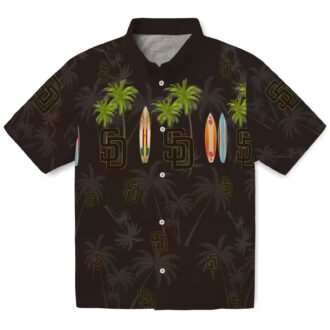 San Diego Padres Surfboard Palm Brown Hawaiian Shirt - MLB Team Fan Gear