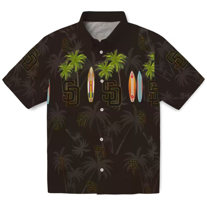 San Diego Padres Surfboard Palm Brown Hawaiian Shirt - MLB Team Fan Gear