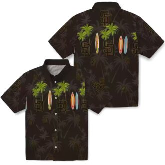 San Diego Padres Surfboard Palm Brown Hawaiian Shirt - MLB Team Fan Gear