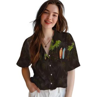 San Diego Padres Surfboard Palm Brown Hawaiian Shirt - MLB Team Fan Gear
