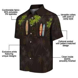 San Diego Padres Surfboard Palm Brown Hawaiian Shirt - MLB Team Fan Gear