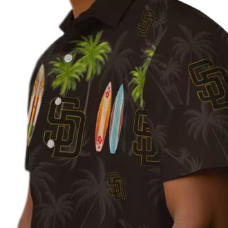 San Diego Padres Surfboard Palm Brown Hawaiian Shirt - MLB Team Fan Gear