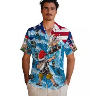 San Diego Padres Surfing Santa Blue Hawaiian Shirt - Tropical MLB Team Shirt for Fans