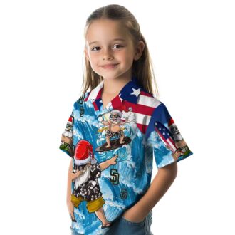 San Diego Padres Surfing Santa Blue Hawaiian Shirt - Tropical MLB Team Shirt for Fans