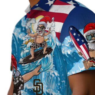 San Diego Padres Surfing Santa Blue Hawaiian Shirt - Tropical MLB Team Shirt for Fans