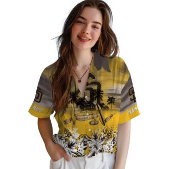 San Diego Padres Tropical Canoe Casual Shirt - Brown Hawaiian Shirt for Game Day