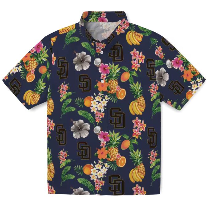 San Diego Padres Tropical Hibiscus & Fruit Navy Hawaiian Shirt for Summer