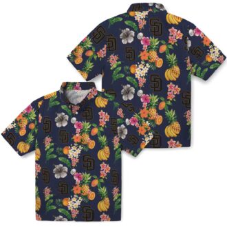 San Diego Padres Tropical Hibiscus & Fruit Navy Hawaiian Shirt for Summer