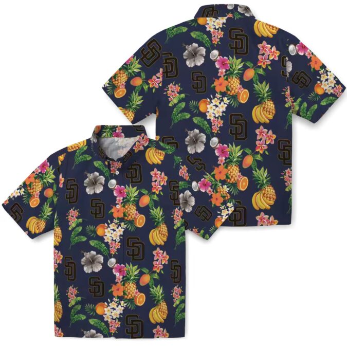 San Diego Padres Tropical Hibiscus & Fruit Navy Hawaiian Shirt for Summer
