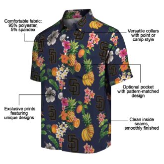 San Diego Padres Tropical Hibiscus & Fruit Navy Hawaiian Shirt for Summer