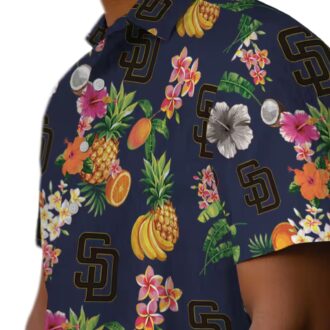 San Diego Padres Tropical Hibiscus & Fruit Navy Hawaiian Shirt for Summer