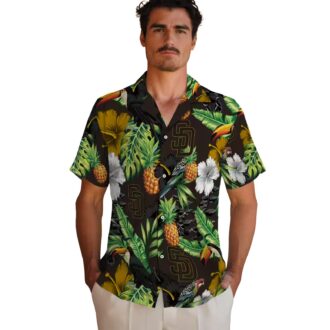 San Diego Padres Tropical Hibiscus Pineapple Hawaiian Shirt - Brown & Green MLB Fan Apparel