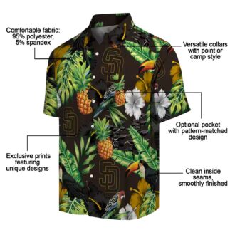 San Diego Padres Tropical Hibiscus Pineapple Hawaiian Shirt - Brown & Green MLB Fan Apparel